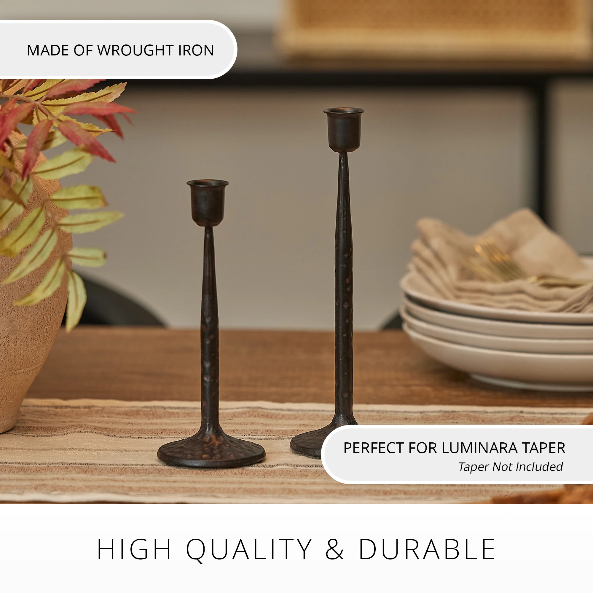 Bronze Wrought Iron Taper Holder - Image 5