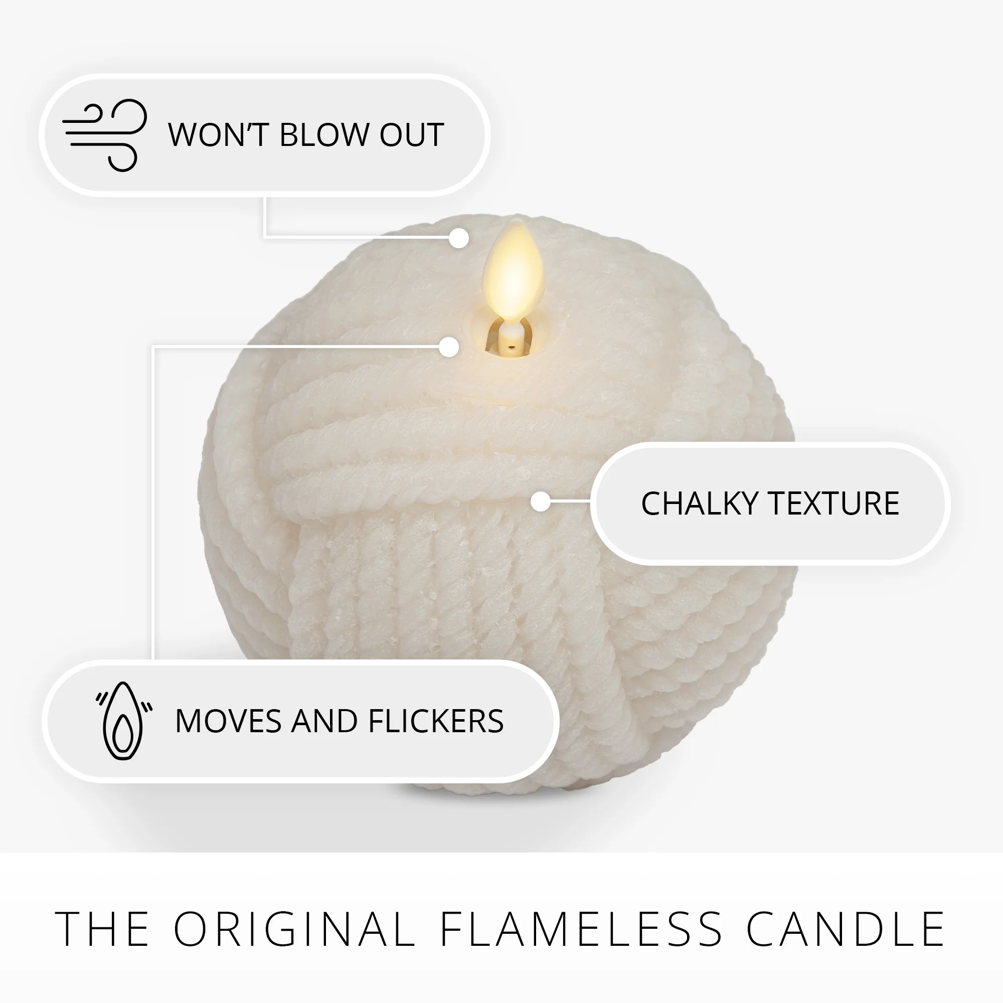 Chalk Flameless Candle Rope Ball - Image 5