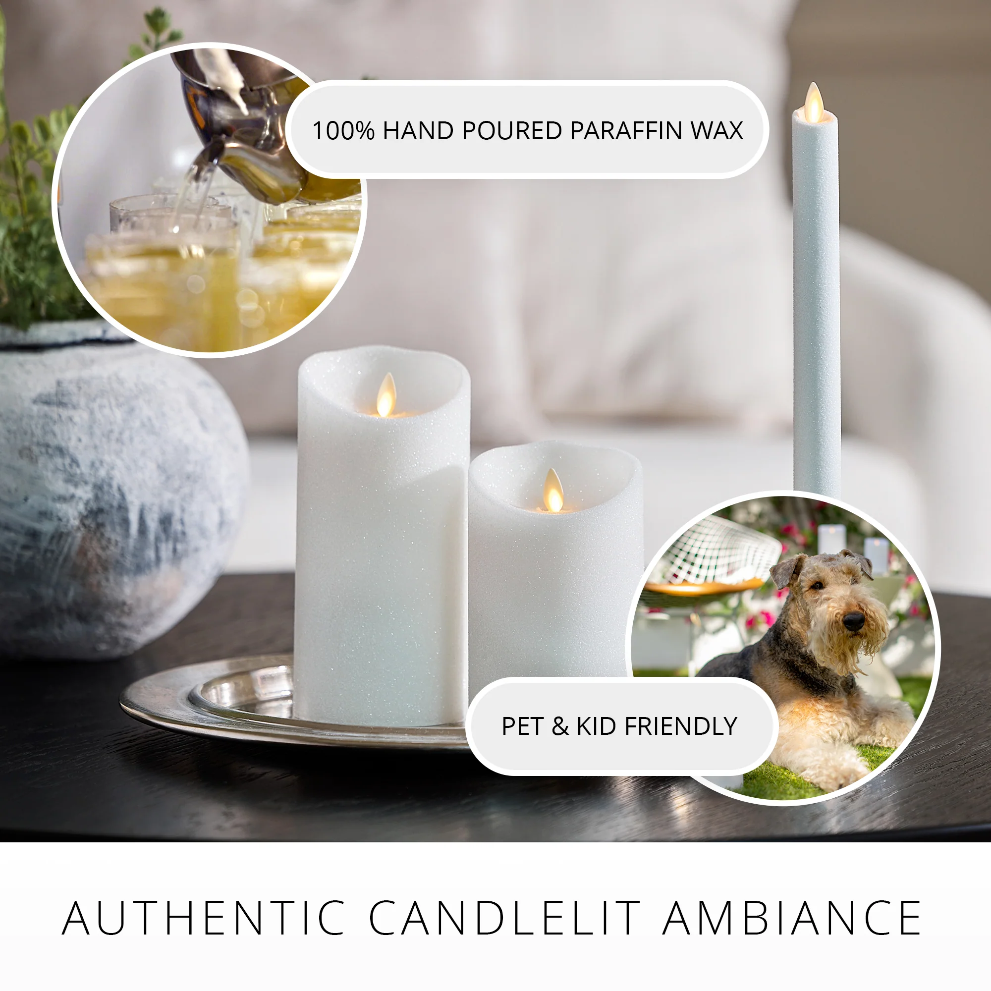 Dazzling White Glitter Flameless Candle Pillars - Image 6