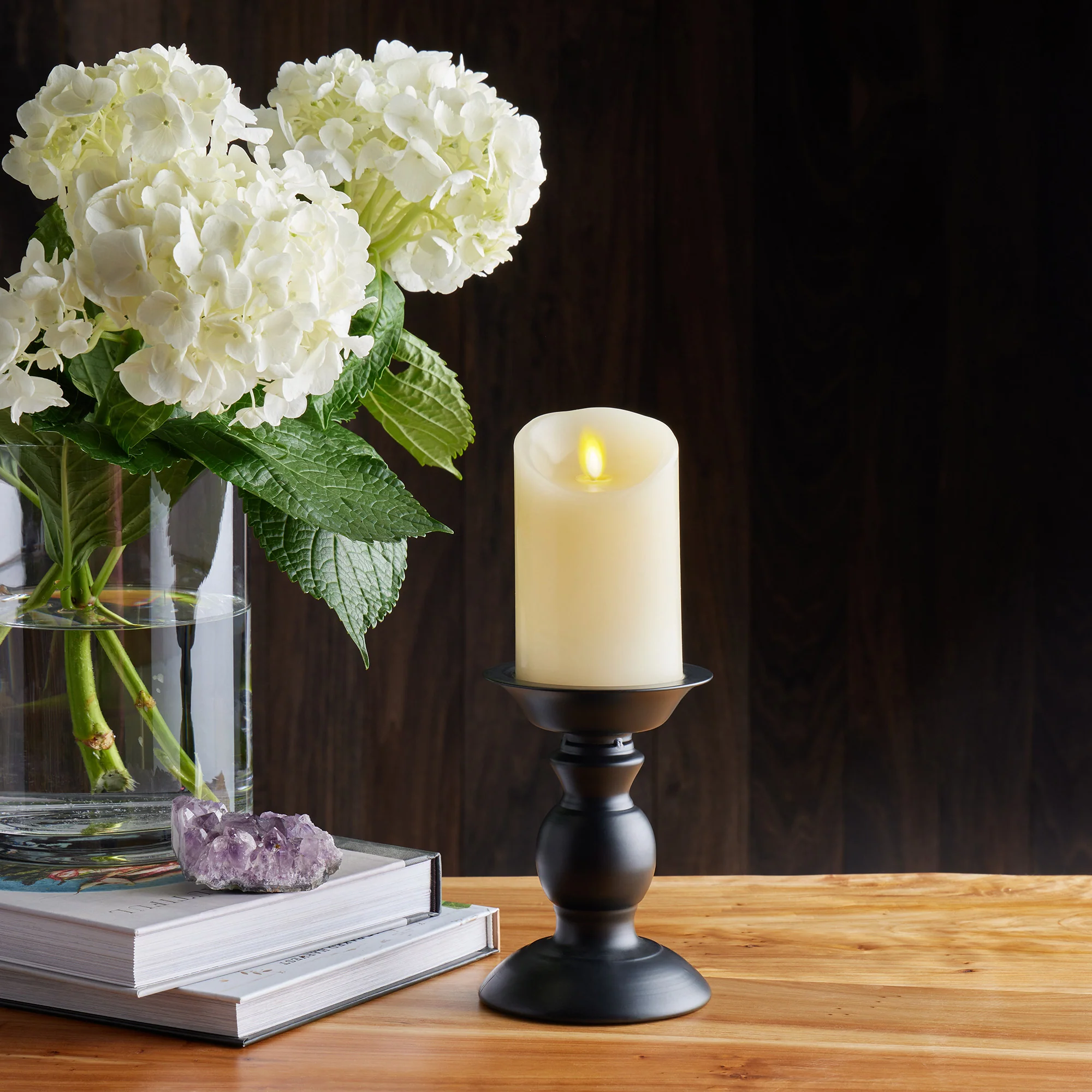 Ivory Flameless Candle Pillar - Scallop Top Vanilla Scented - 3” Width - Image 4