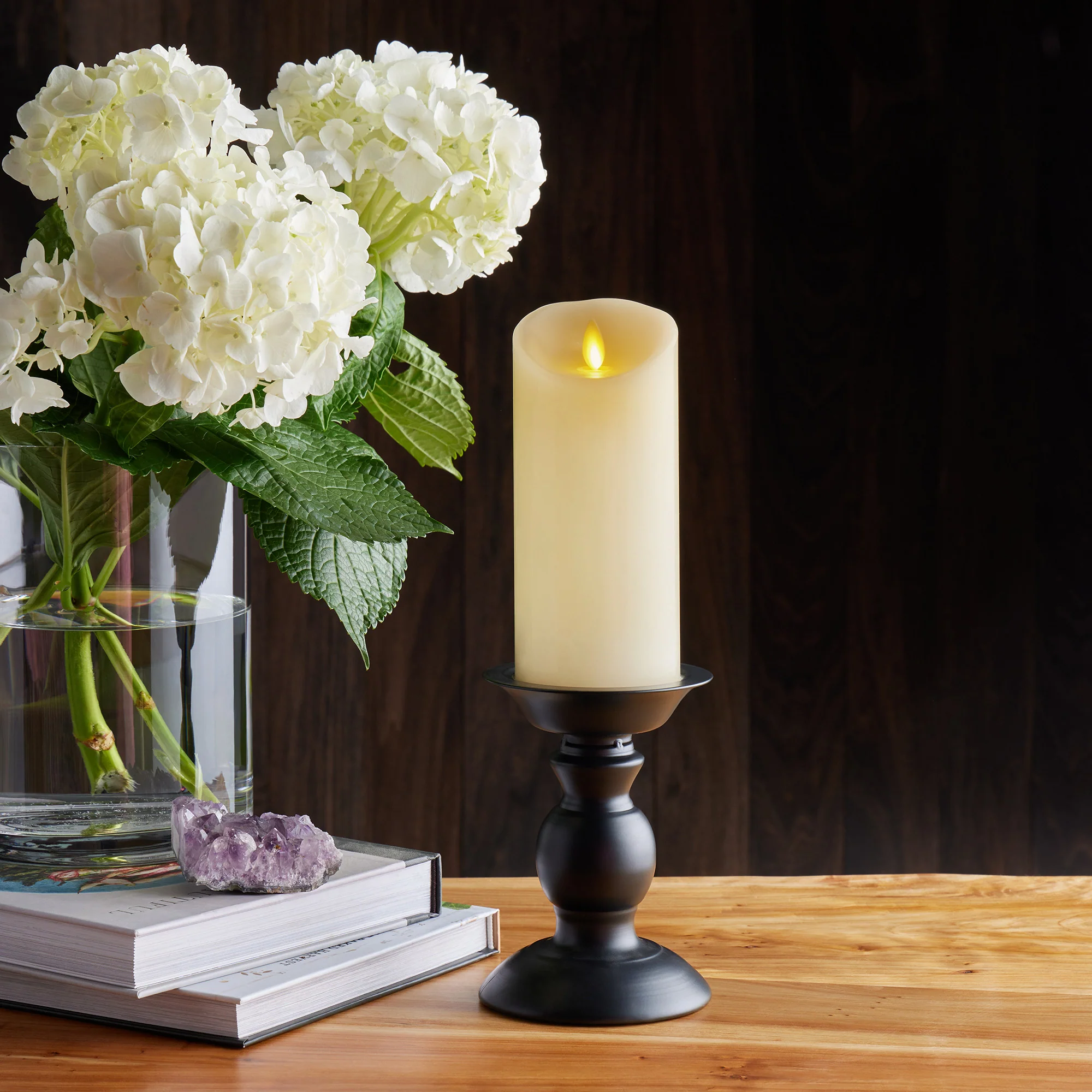 Ivory Flameless Candle Pillar - Scallop Top Vanilla Scented - 3” Width - Image 6