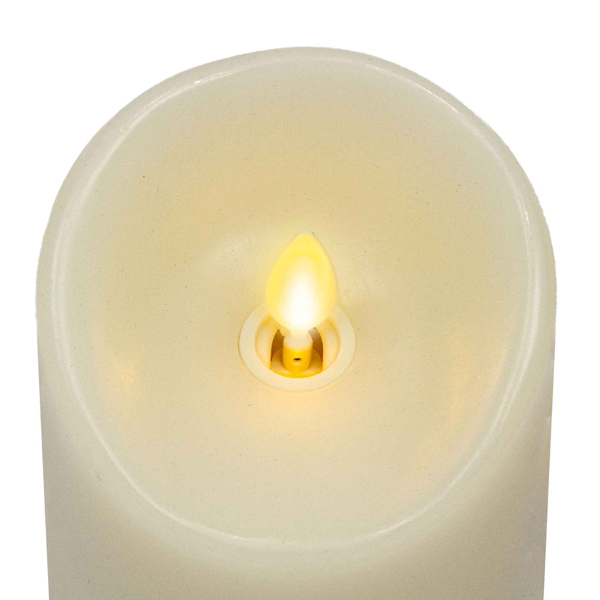 Ivory Flameless Candle Pillar - Scallop Top Vanilla Scented - 3” Width - Image 9
