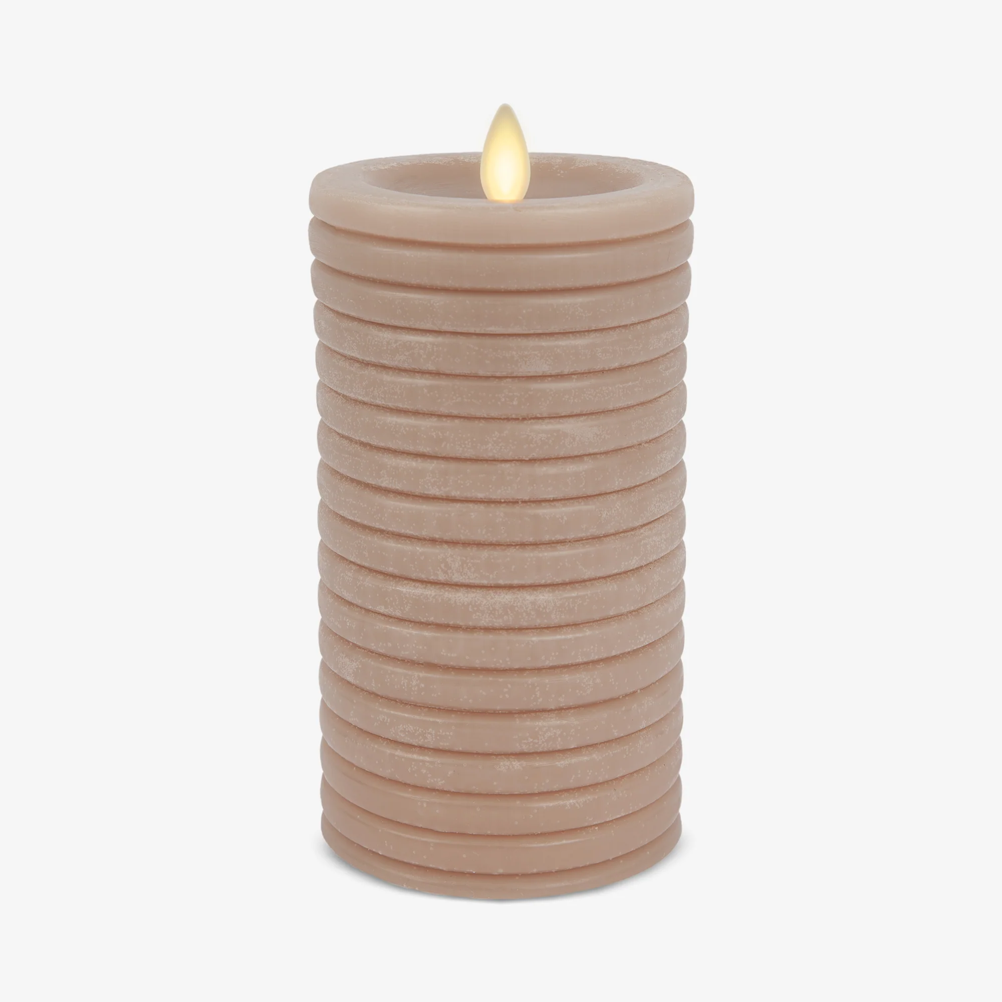 Timeless Taupe Chalky Ribbed Flameless Candle Pillar - Image 10