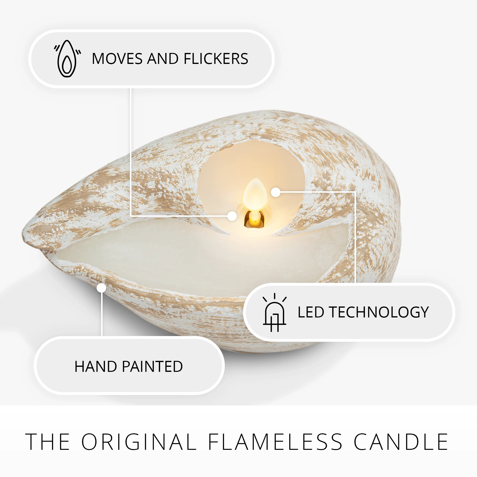 White Melo Shell Flameless Candle - Image 3