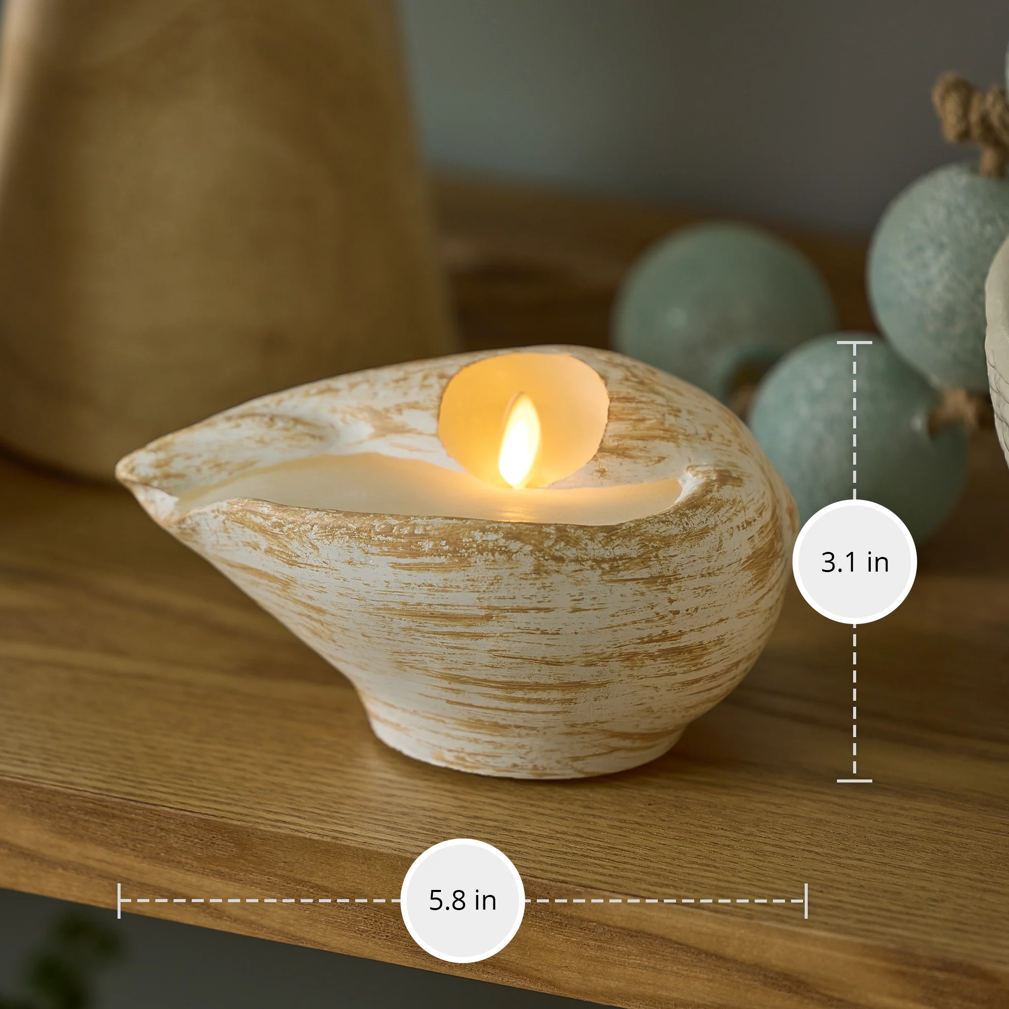 White Melo Shell Flameless Candle - Image 5